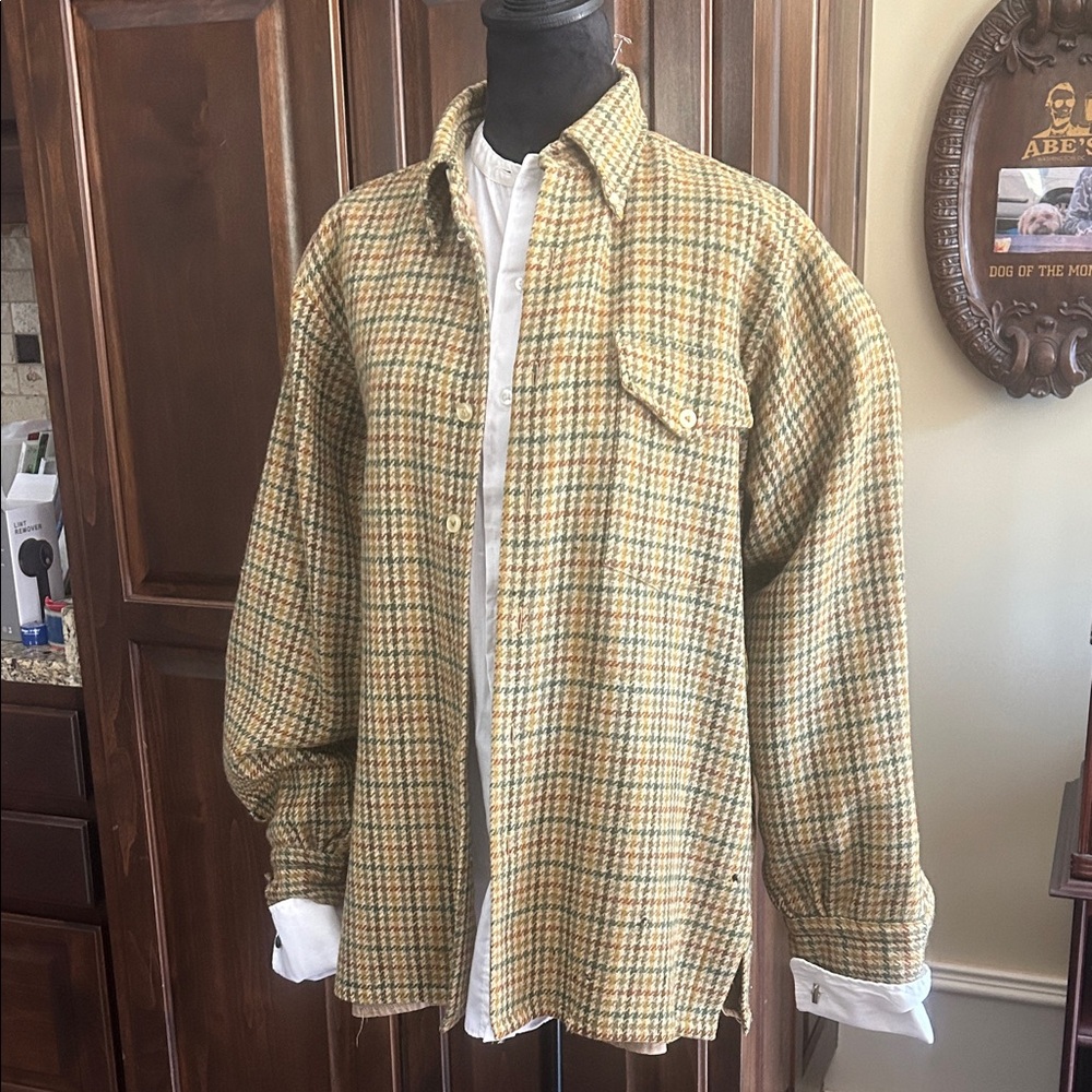 Vintage Hathaway Lobster Tweed Sz L Men's Tan Plaid Jacket Shacket FVC